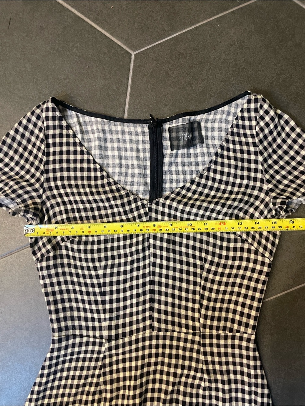 Reformation Lucinda Gingham Mini Dress Black White 4 - Picture 8 of 10